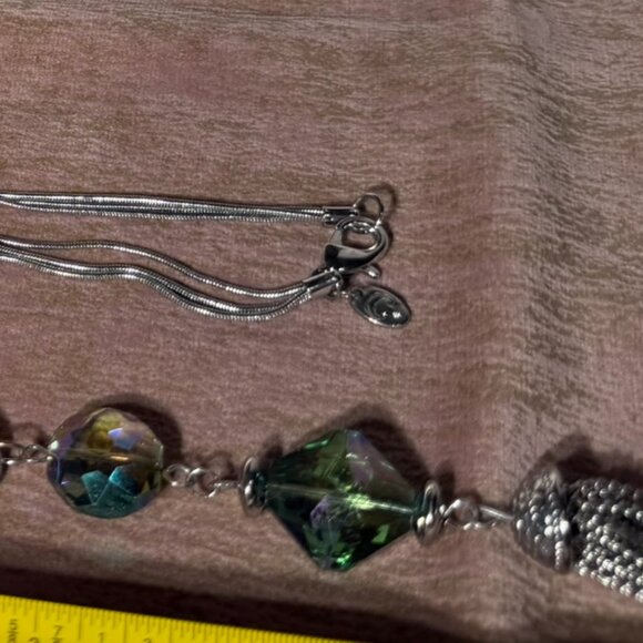 Statement Necklace • Silver Tassel Pendant • Elegant & Glam Jewelry - Picture 6 of 6